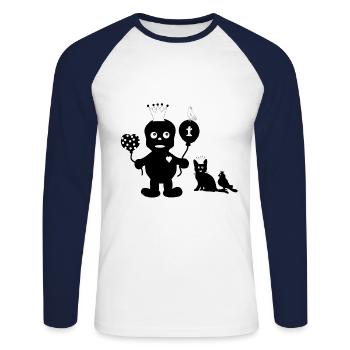 Kleiner Grufti mit seinen Freunden Silhouette Dark - Unisex Baseballshirt langarm - Weiß/Navy - Vorne - Nik (191cm)