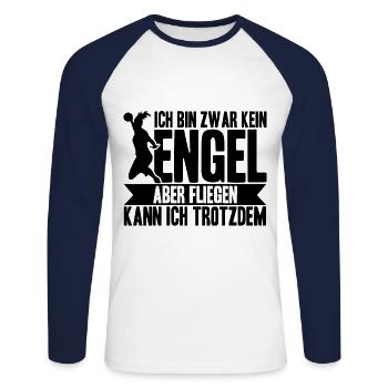 Handballer Ich Bin Zwar Kein Engel Aber Fliegen Ka - Unisex Baseballshirt langarm - Weiß/Navy - Vorne - Nik (191cm)