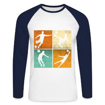 Passionate about football t-shirt vintage football player - Unisex Long Sleeve Baseball T-Shirt - white/navy - Front - Nik (191cm)