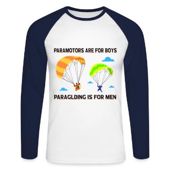 Paramotors Are For Boys Paragliding Is For Men Par - Unisex Baseballshirt langarm - Weiß/Navy - Vorne - Nik (191cm)
