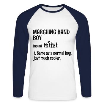 Marching Band Boy Sayings Funny Marching Instrumen - Unisex Long Sleeve Baseball T-Shirt - white/navy - Front - Nik (191cm)