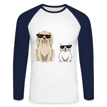 Cool Dog Lunettes De Soleil Lunettes De Chien Titulaire Chien - T-shirt baseball manches longues Homme - blanc/marine - Devant - Nik (191cm)