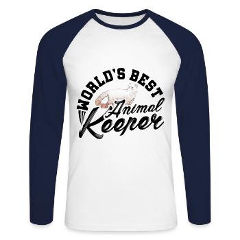 Worl's Best Animal Keeper Animal Lover Zookeeper Z - Unisex Baseballshirt langarm - Weiß/Navy - Vorne - Nik (191cm)