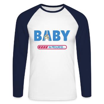 Baby in progress - Unisex Long Sleeve Baseball T-Shirt - white/navy - Front - Nik (191cm)