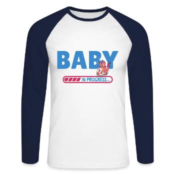 Baby in Bearbeitung - Unisex Baseballshirt langarm - Weiß/Navy - Vorne - Nik (191cm)