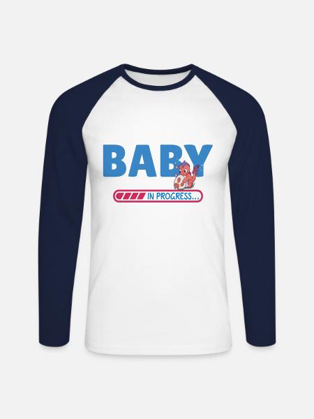 Baby in progress - Unisex Long Sleeve Baseball T-Shirt - white/navy