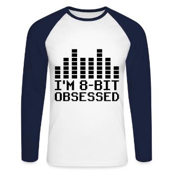 Chiptune Music Lover Groove to the Bleeps and Bloo - Unisex Long Sleeve Baseball T-Shirt - white/navy - Front - Nik (191cm)