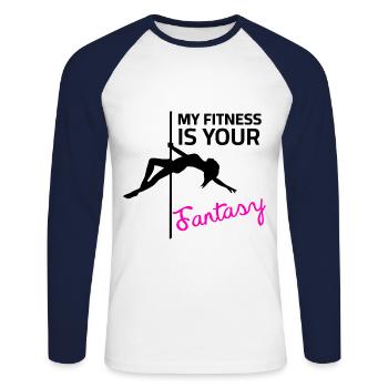 Pole dance - Unisex Long Sleeve Baseball T-Shirt - white/navy - Front - Nik (191cm)