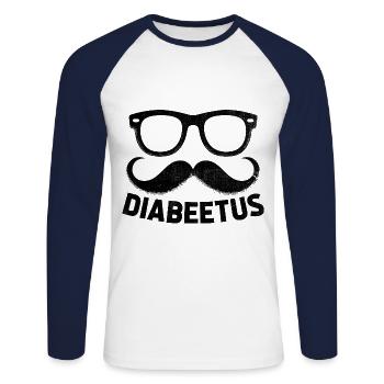 Diabeetus Sensibilisation au diabète Poils du visage Barbe - T-shirt baseball manches longues Homme - blanc/marine - Devant - Nik (191cm)