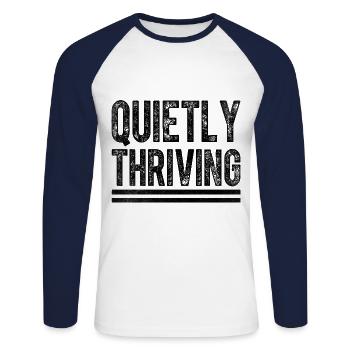 Dictons tranquillement florissants pour les introvertis - T-shirt baseball manches longues Homme - blanc/marine - Devant - Nik (191cm)