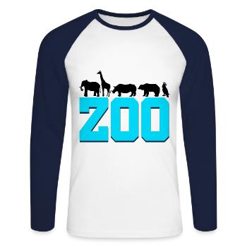 Retro Graphic Animal Keeper Zoo Keeper Animal Love - Unisex Baseballshirt langarm - Weiß/Navy - Vorne - Nik (191cm)