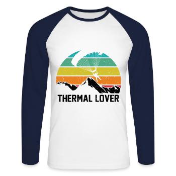 Thermal Lover Paragliding Paraglider Parachute Sky - Unisex Baseballshirt langarm - Weiß/Navy - Vorne - Nik (191cm)