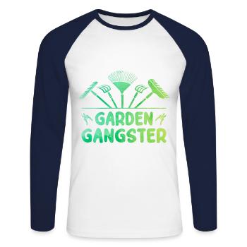 Garden Gangster Graphic Gardener Hogriculture Gard - Unisex Baseballshirt langarm - Weiß/Navy - Vorne - Nik (191cm)