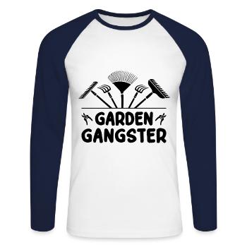 Garden Gangster Graphic Gardener Hogriculture Gard - Unisex Baseballshirt langarm - Weiß/Navy - Vorne - Nik (191cm)