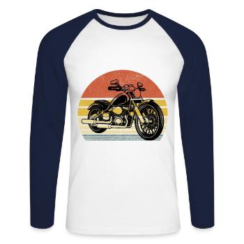 Retro Motorcycle Biker Motorcyclist Motorcycling B - Unisex Long Sleeve Baseball T-Shirt - white/navy - Front - Nik (191cm)