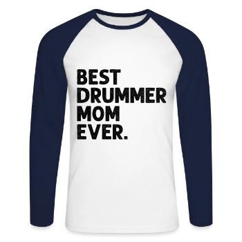 Meilleure maman batteuse de tous les temps Drumming Mother - T-shirt baseball manches longues Homme - blanc/marine - Devant - Nik (191cm)