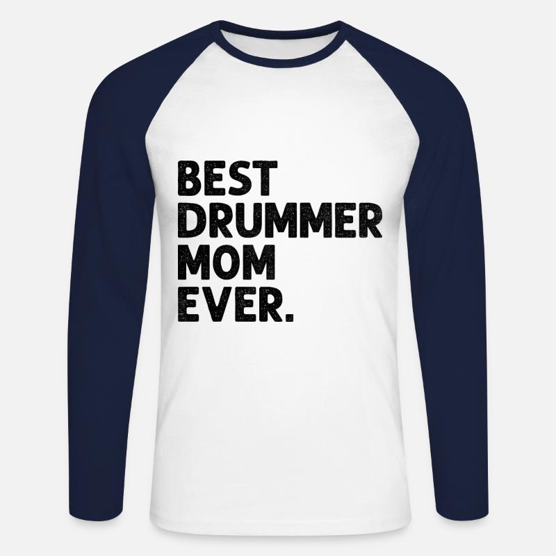 Beste Schlagzeuger-Mutter aller Zeiten Schlagzeug-Trommel-Mutter - Unisex Baseballshirt langarm - Weiß/Navy