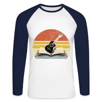 Professeur de musique rétro Classe Musicien Enseignement - T-shirt baseball manches longues Homme - blanc/marine - Devant - Nik (191cm)