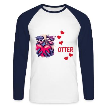 Otter half liebe geschenk - Unisex Baseballshirt langarm - Weiß/Navy - Vorne - Nik (191cm)