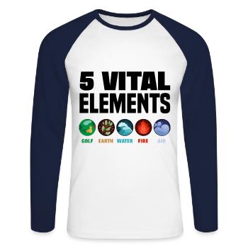 5 Vital Elements Golf Player Golfing Golfer Golf C - Unisex Baseballshirt langarm - Weiß/Navy - Vorne - Nik (191cm)