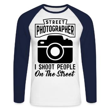 Street Photographer - Unisex Long Sleeve Baseball T-Shirt - white/navy - Front - Nik (191cm)