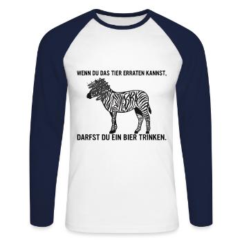lustiger Trink- & Partyspruch Zebra Geschenk - Unisex Baseballshirt langarm - Weiß/Navy - Vorne - Nik (191cm)