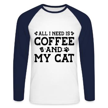All I Need Is Coffee And My Cat Pet Animals Cat Ow - Unisex Baseballshirt langarm - Weiß/Navy - Vorne - Nik (191cm)