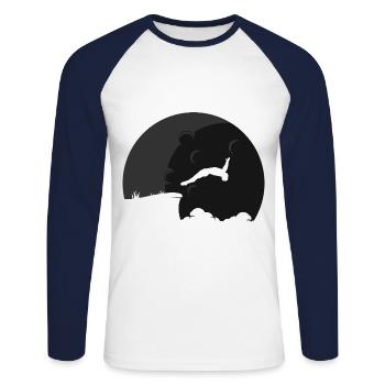 Retro Graphic Cliff Diver Cliff Diving Tombstoning - Unisex Long Sleeve Baseball T-Shirt - white/navy - Front - Nik (191cm)