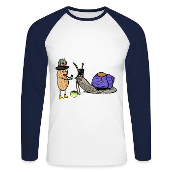 Peanut Snails Horse Renner Racehorse Horses - Unisex Long Sleeve Baseball T-Shirt - white/navy - Front - Nik (191cm)