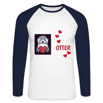 Otter half liebe geschenk - Unisex Baseballshirt langarm - Weiß/Navy - Vorne - Nik (191cm)