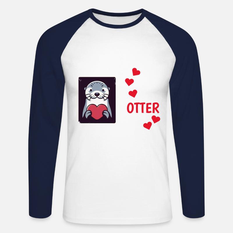 Otter half liebe geschenk - Unisex Baseballshirt langarm - Weiß/Navy