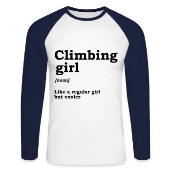 Climbing Girl Definition Noun Mountaineer Climber - Unisex Baseballshirt langarm - Weiß/Navy - Vorne - Nik (191cm)