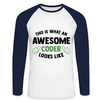 This Is What An Awesome Coder Looks Like Programmi - Unisex Baseballshirt langarm - Weiß/Navy - Vorne - Nik (191cm)