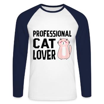 Professional Cat Lover Cat Owner Cat Trainer Anima - Unisex Baseballshirt langarm - Weiß/Navy - Vorne - Nik (191cm)