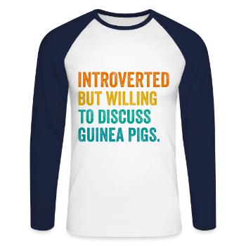 Introverted But Willing To Discuss Guinea Pigs Ani - Unisex Baseballshirt langarm - Weiß/Navy - Vorne - Nik (191cm)