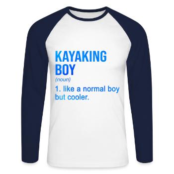 Kayaking Boy Like A Regular Boy But Cooler Kayak C - Unisex Baseballshirt langarm - Weiß/Navy - Vorne - Nik (191cm)