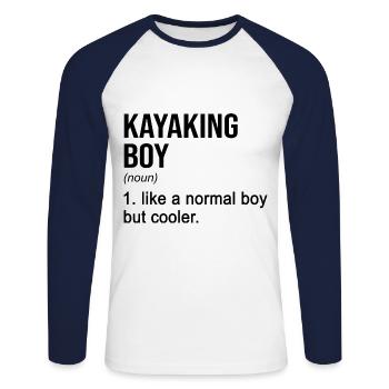 Kayaking Boy Like A Regular Boy But Cooler Kayak C - Unisex Baseballshirt langarm - Weiß/Navy - Vorne - Nik (191cm)