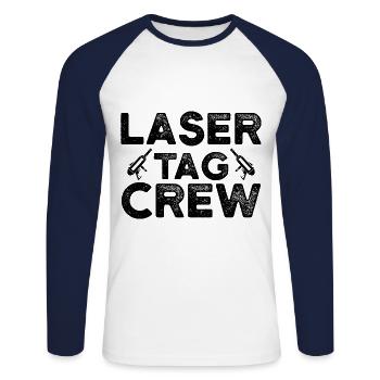 Laser Tag Crew Lasertag Player Lasertag Phaser Las - Unisex Baseballshirt langarm - Weiß/Navy - Vorne - Nik (191cm)