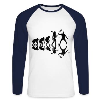 Squash Spieler Squash Evolution Spieler Raquetball S - Unisex Baseballshirt langarm - Weiß/Navy - Vorne - Nik (191cm)