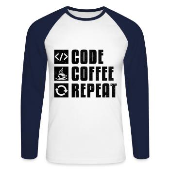 Kaffee-Codierung Programmierer Programmierer Entwickler Nerd Coff - Unisex Baseballshirt langarm - Weiß/Navy - Vorne - Nik (191cm)