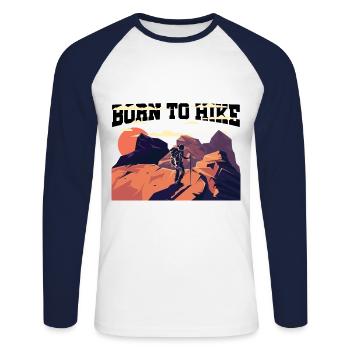 Born To Hike Trekking Mountaineering Hiking Hiker - Unisex Baseballshirt langarm - Weiß/Navy - Vorne - Nik (191cm)