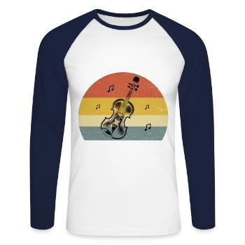 Rétro Violon Instrument Violoniste Violon Violon - T-shirt baseball manches longues Homme - blanc/marine - Devant - Nik (191cm)