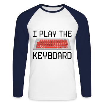 I Play The Keyboard Programmer Software Developer - Unisex Baseballshirt langarm - Weiß/Navy - Vorne - Nik (191cm)