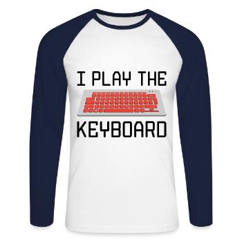 I Play The Keyboard Programmer Software Developer - Unisex Baseballshirt langarm - Weiß/Navy - Vorne - Nik (191cm)