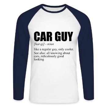 Car Guy Noun Definition Car Enthusiast Motorsport - Unisex Baseballshirt langarm - Weiß/Navy - Vorne - Nik (191cm)