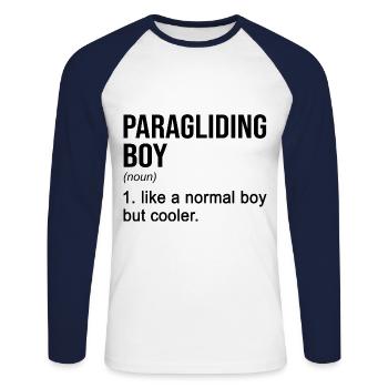 Paragliding Boy Like A Normal Boy But Cooler Parag - Unisex Baseballshirt langarm - Weiß/Navy - Vorne - Nik (191cm)