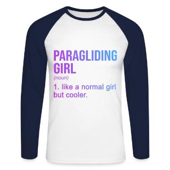 Paragliding Girl Like A Normal Girl But Cooler Par - Unisex Baseballshirt langarm - Weiß/Navy - Vorne - Nik (191cm)