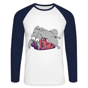Lapin Valise Voyage Voyage Vacances Vacances Prêts Lapins - T-shirt baseball manches longues Homme - blanc/marine - Devant - Nik (191cm)
