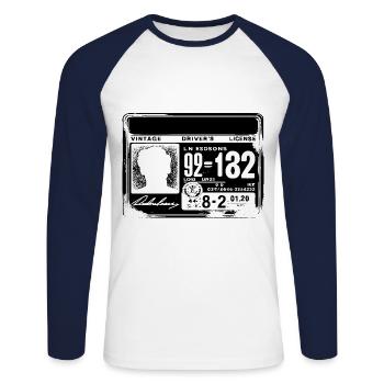 Rétro permis de conduire École de conduite examen Conducteurs - T-shirt baseball manches longues Homme - blanc/marine - Devant - Nik (191cm)