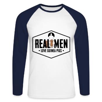 Real Men Love Guinea Pigs Animal Lover Pet Owner G - Unisex Baseballshirt langarm - Weiß/Navy - Vorne - Nik (191cm)